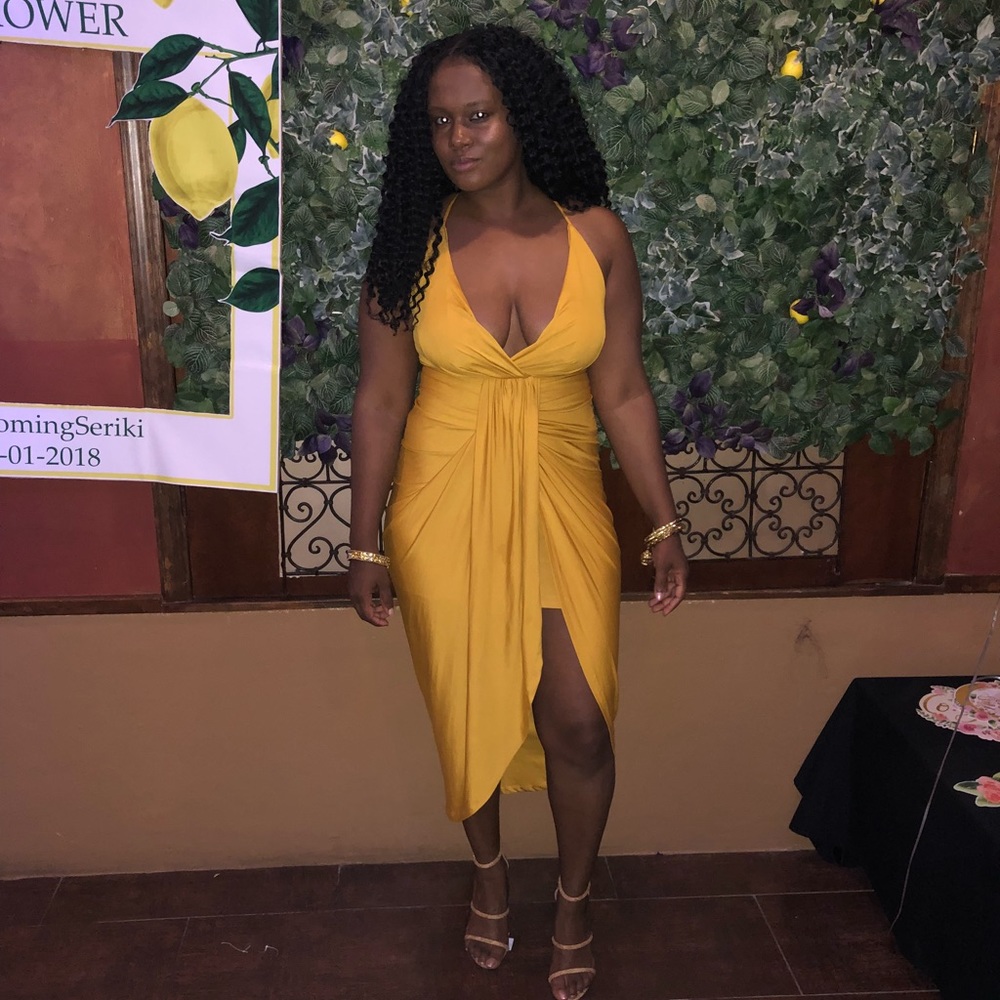 Yellow Open front Midi/Maxi Dress